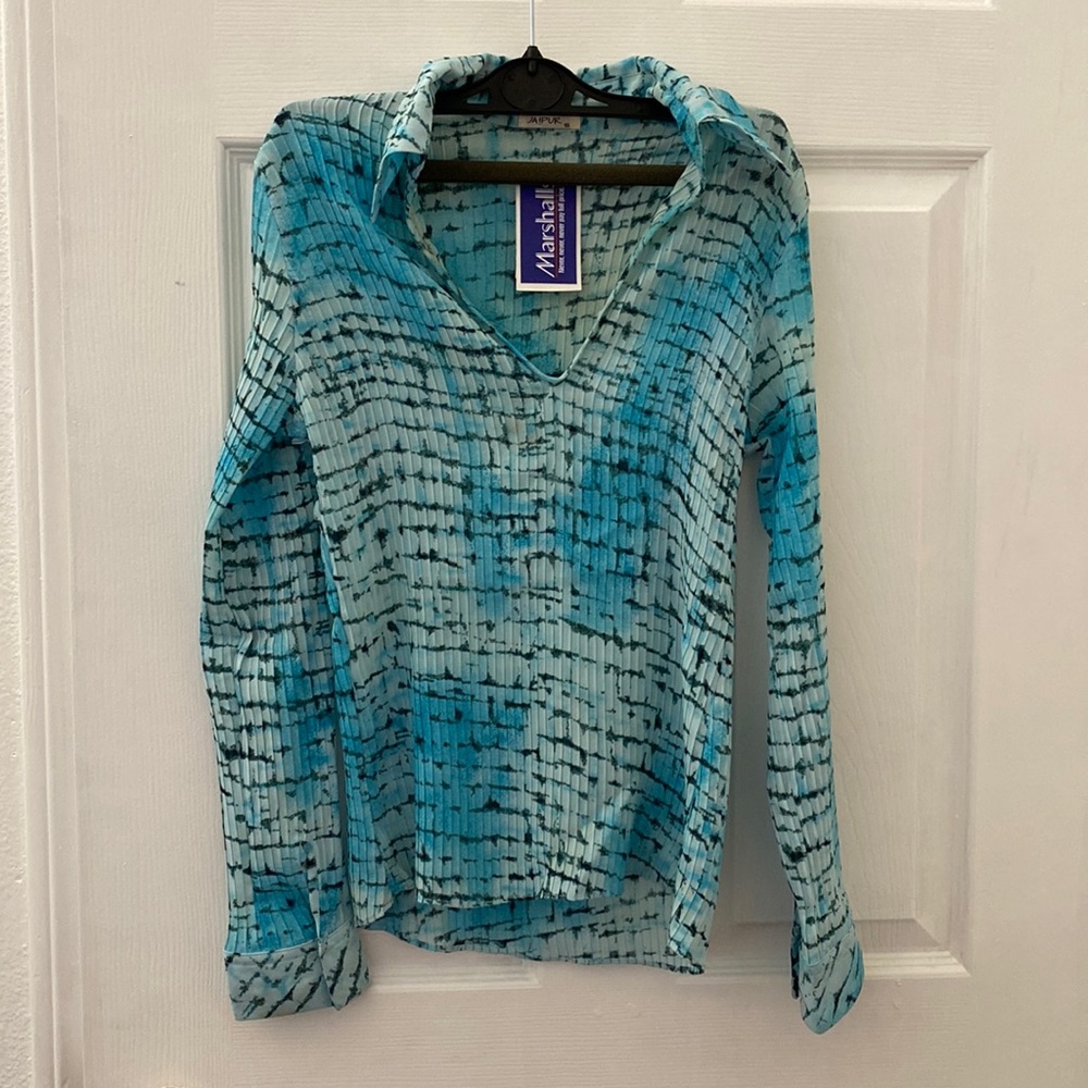 Jaipur - Retro Blue Patterned Collared Shirt